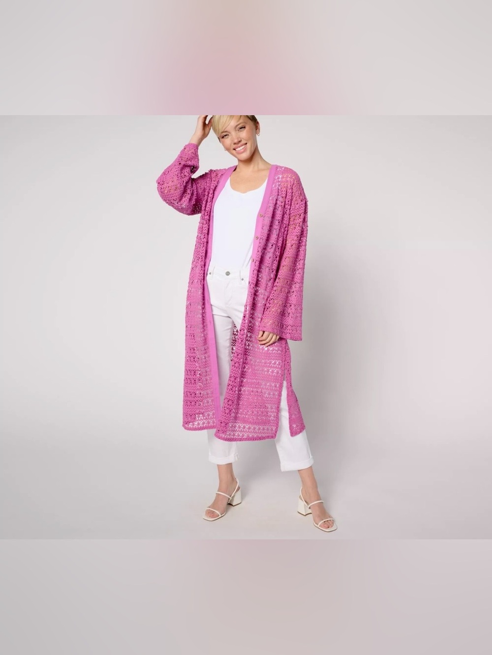 Peace Love World Boheme crochet duster cardigan